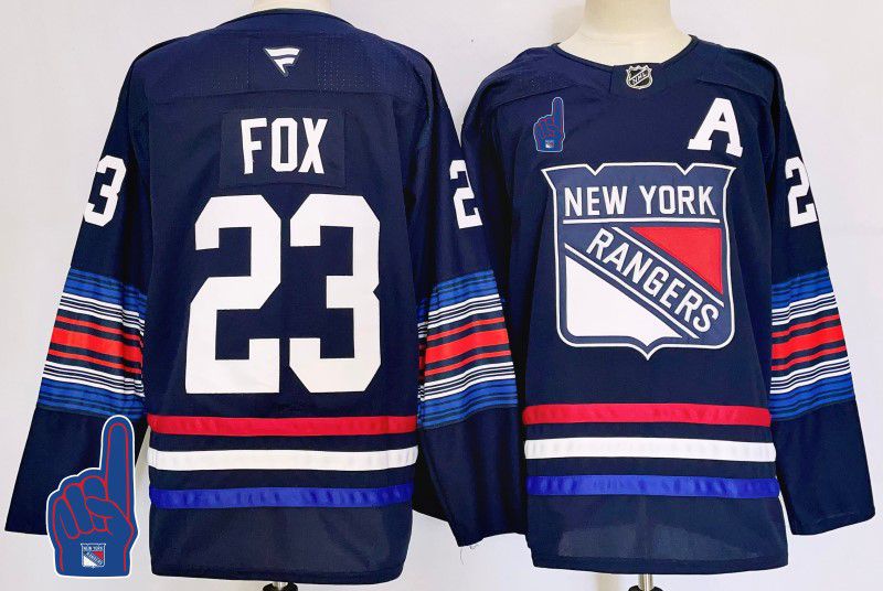 Men New York Rangers 23 Fox Blue Fanatics 2025 NHL Jersey style 5